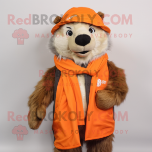 Orange Marmot maskot kostym...