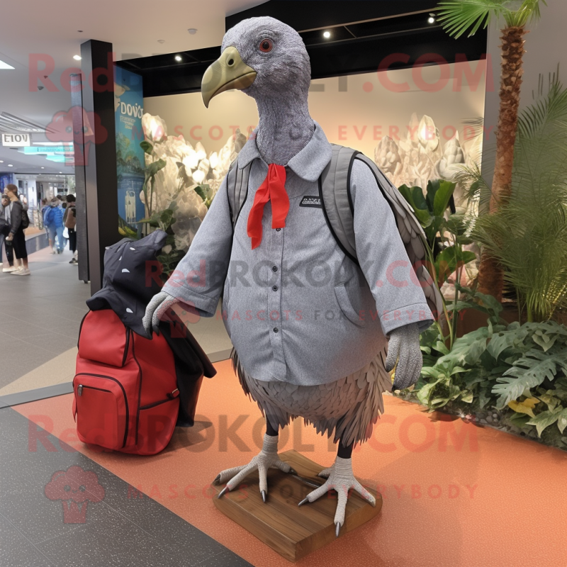 Silver Guinea Fowl mascot costume character dressed with a Windbreaker and Handbags