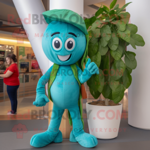 Teal Beanstalk maskot...