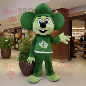 Olive Bunch Of Shamrocks mascot costume character dressed with a Joggers and Coin purses