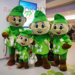 Olive Bunch Of Shamrocks mascot costume character dressed with a Joggers and Coin purses