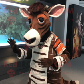 nan Okapi mascot costume character dressed with a T-Shirt and Cummerbunds