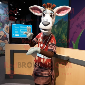 nan Okapi mascot costume character dressed with a T-Shirt and Cummerbunds