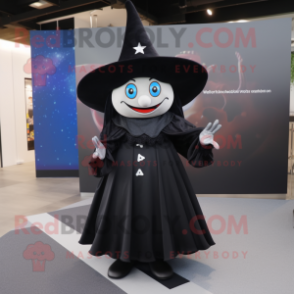 Black Magician mascot costume character dressed with a Wrap Skirt and Shoe clips