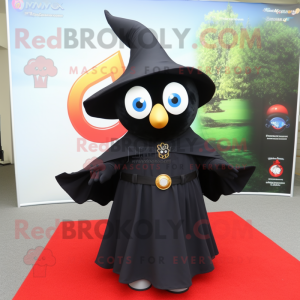 Black Magician mascot costume character dressed with a Wrap Skirt and Shoe clips