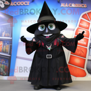 Black Magician mascot costume character dressed with a Wrap Skirt and Shoe clips