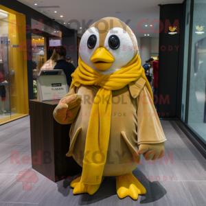 Gold Penguin maskot kostume...