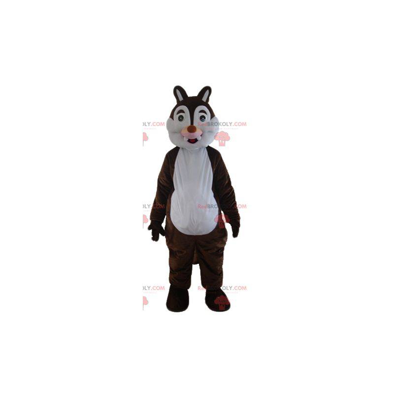 Tic nebo Tac hnědý a bílý veverka maskot - Redbrokoly.com