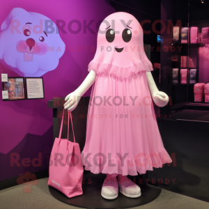 Pink Ghost maskot kostume...