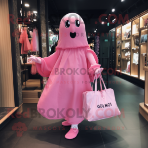 Pink Ghost maskot kostume...