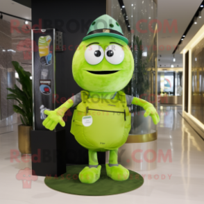 Lime Green Gyro mascot costume character dressed with a Boyfriend Jeans and Handbags