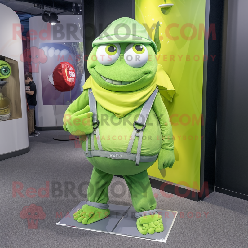 Lime Green Gyro mascot costume character dressed with a Boyfriend Jeans and Handbags Lime Green Gyro mascot costume character dressed with a Boyfriend Jeans and Handbags
