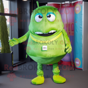 Lime Green Gyro mascot costume character dressed with a Boyfriend Jeans and Handbags
