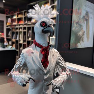 Silver Pheasant mascot costume character dressed with a Dress Shirt and Earrings