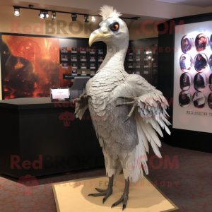 Silver Pheasant mascot costume character dressed with a Dress Shirt and Earrings