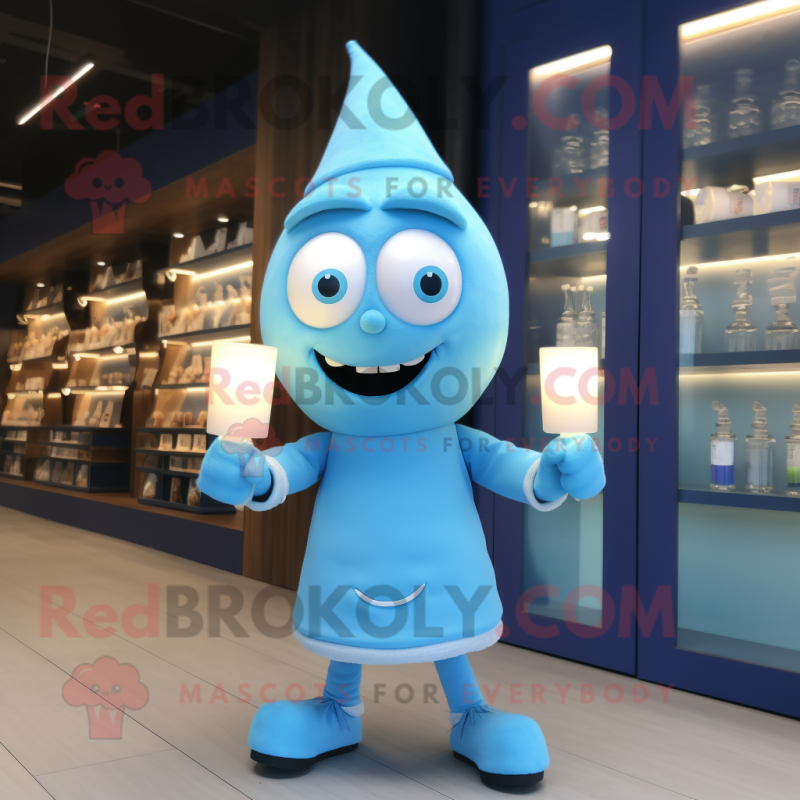 Sky Blue Scented Candle mascot costume character dressed with a Shorts and Anklets Sky Blue Scented Candle mascot costume character dressed with a Shorts and Anklets