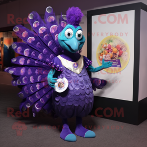 Purple Peacock maskot drakt...