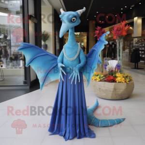 Blauw Pterodactyl mascotte...