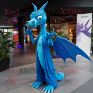 Blauw Pterodactyl mascotte...