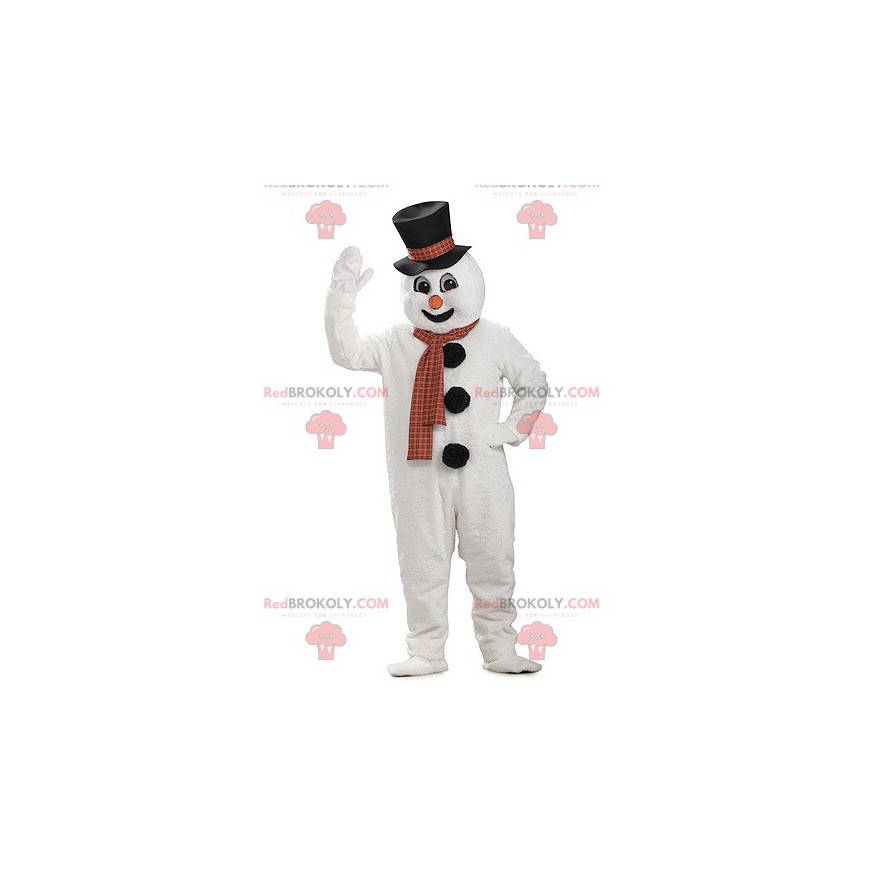 Kæmpe snemand maskot med hat - Redbrokoly.com