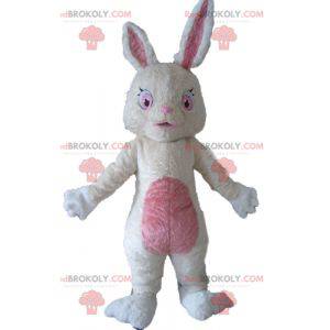 Mascota de conejo de peluche blanco suave y rosa -