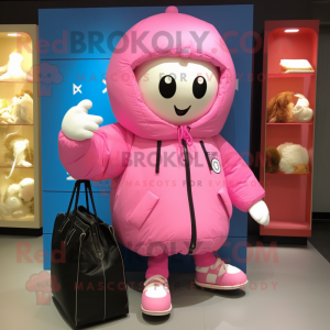 Rosa fotboll maskot kostym...