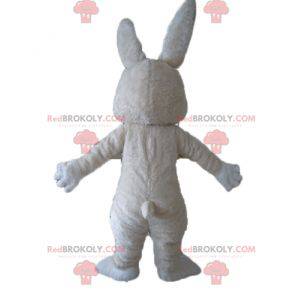 Mascotte de lapin en peluche blanc et rose tout doux -