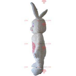 Mascotte de lapin en peluche blanc et rose tout doux -