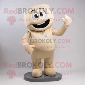 Beige Bracelet mascot costume character dressed with a Jeggings and Foot pads