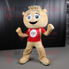 Beige Bracelet mascot costume character dressed with a Jeggings and Foot pads