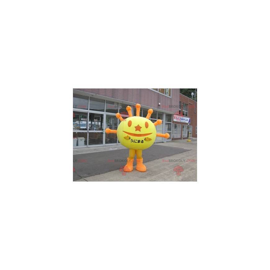 Mascote em forma de sol amarelo e laranja - Redbrokoly.com