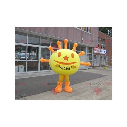 Mascotte en forme de soleil jaune et orange - Redbrokoly.com