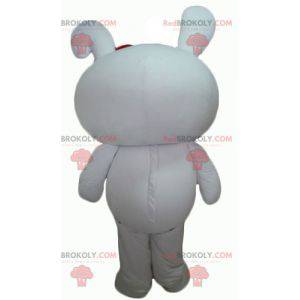 Grande mascote coelho branco gigante com bochechas rosadas -