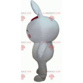 Grande mascote coelho branco gigante com bochechas rosadas -