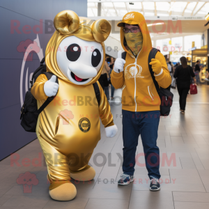 Guld hästsko maskot kostym...