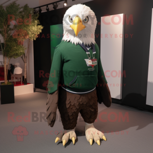 Forest Green Bald Eagle mascot costume character dressed with a Sweater and Keychains