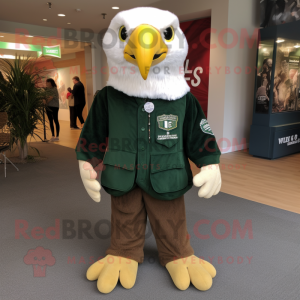 Forest Green Bald Eagle mascot costume character dressed with a Sweater and Keychains