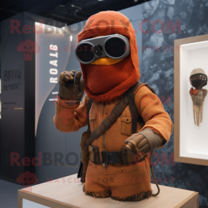 Rust Sniper mascot costume character dressed with a Sweater and Berets