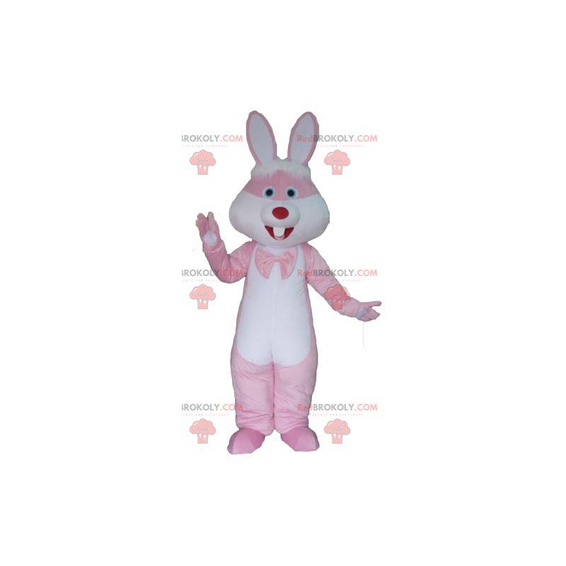 Gigantisk rosa og hvit kaninmaskot - Redbrokoly.com