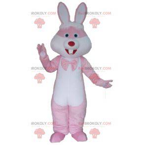 Mascotte de lapin rose et blanc géant - Redbrokoly.com