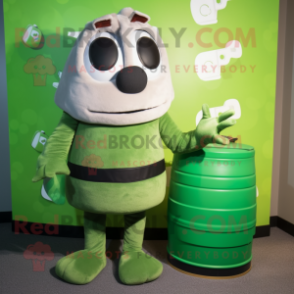 Green Shepard'S Pie mascot costume character dressed with a Tank Top and Coin purses