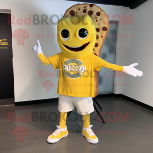 Geel Pizza Slice mascotte...