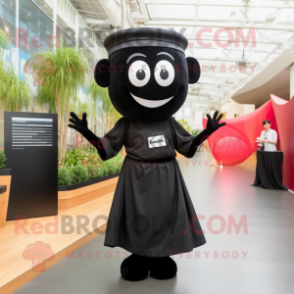 Black Pho mascot costume character dressed with a A-Line Dress and Ties