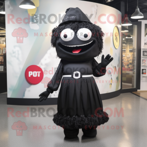 Black Pho mascot costume character dressed with a A-Line Dress and Ties