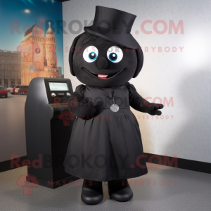 Black Pho mascot costume character dressed with a A-Line Dress and Ties