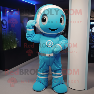 Cyan Astronaut maskot...