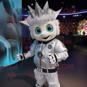 Silver King mascot costume character dressed with a Bomber Jacket and Smartwatches