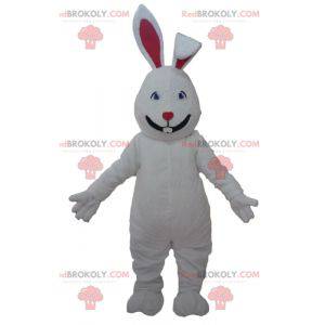 Mascot groot wit en rood konijn schattig en aantrekkelijk -