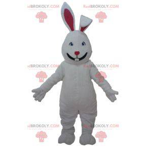 Mascot big white and red rabbit cute and attractive -