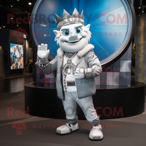 Silver King mascot costume character dressed with a Bomber Jacket and Smartwatches